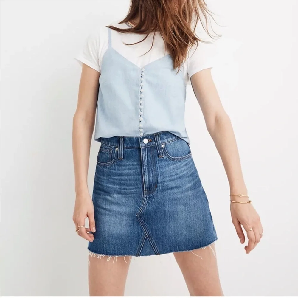Madewell Rigid A-Line Denim Mini Skirt - Picture 1 of 13
